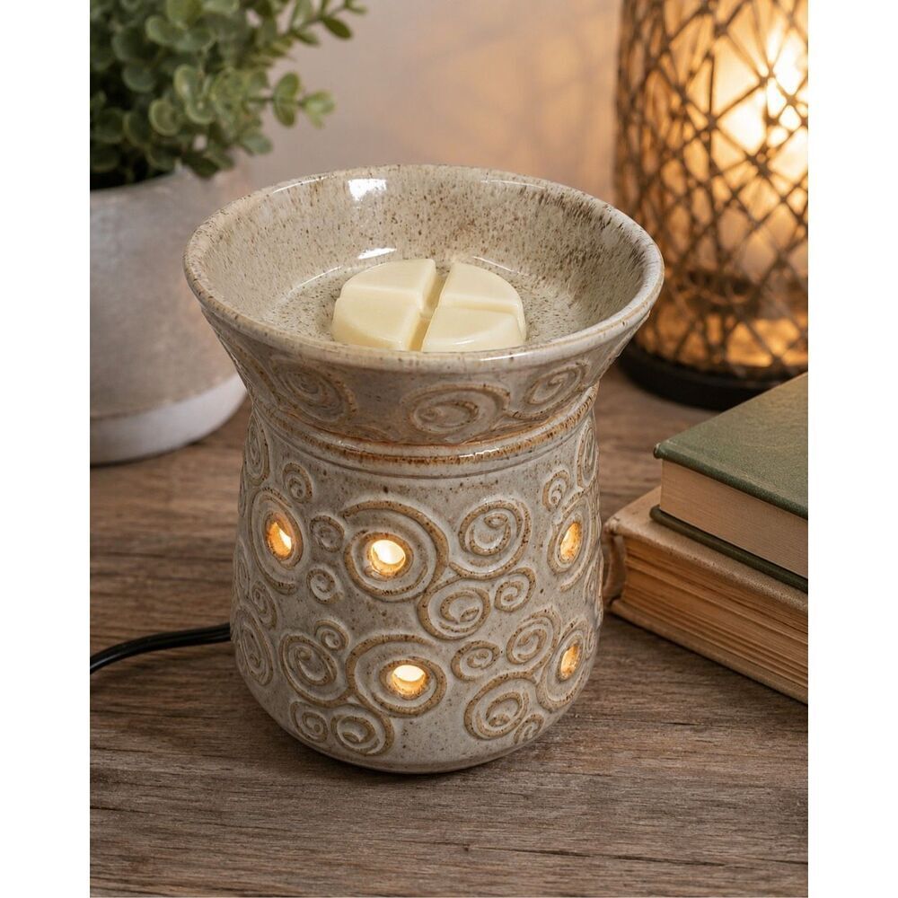 SCENTSY Angora Full-Size Wax Warmer Beige Spirals Pattern